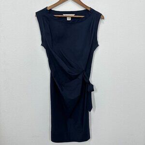 Diane Von Furstenberg Size 8 Navy Blue Sheath Knee Length Midi Dress Boatneck